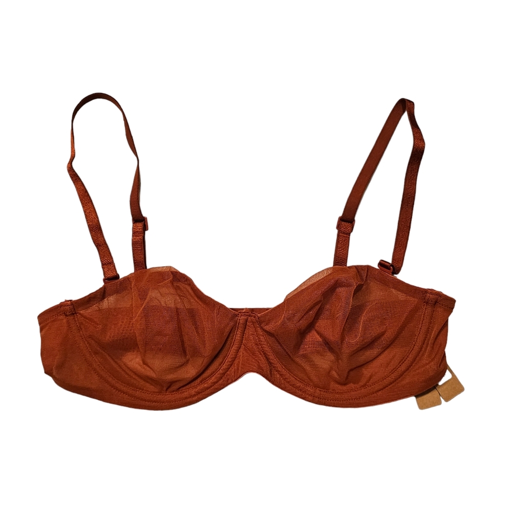SKIMS Ultra Fine Mesh Strapless MAHOGANY BRA 34A